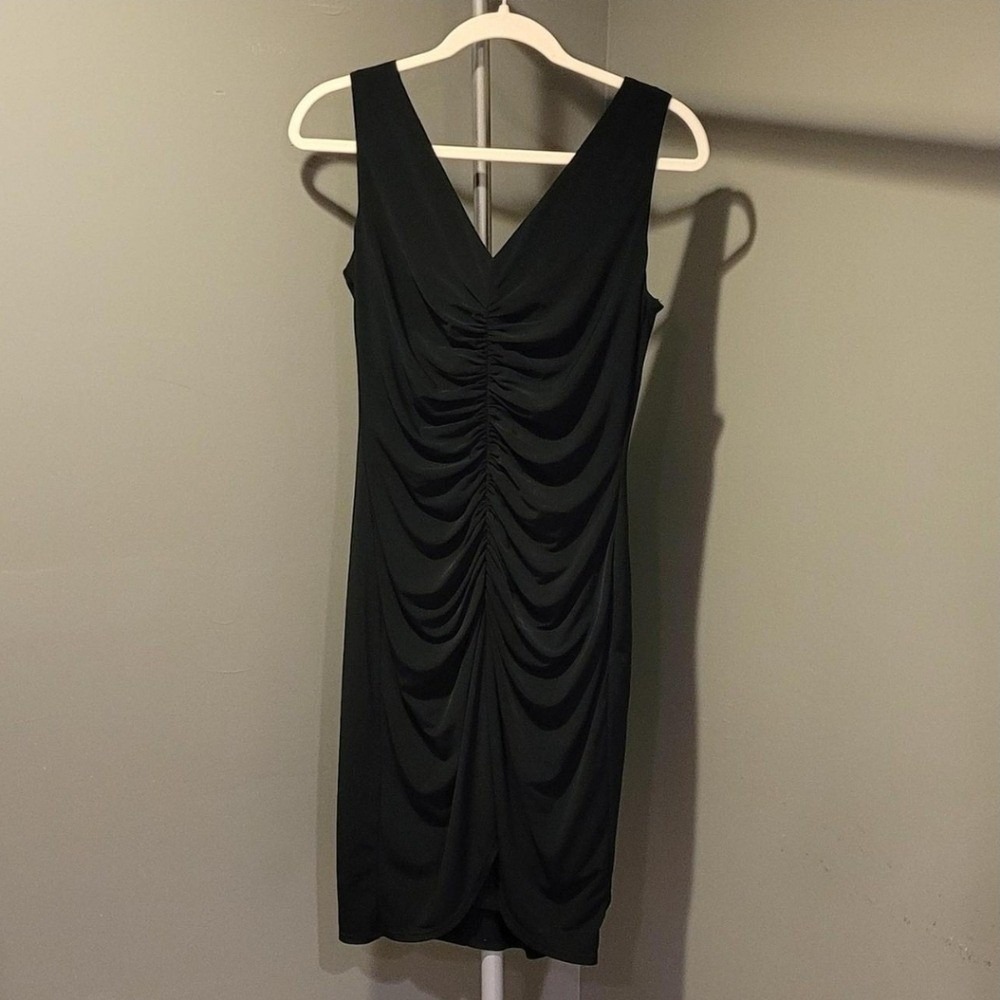 Calvin Klein Black Ruched Dress Cocktail LBD, Women's Size 6, Black